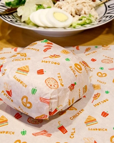 T-햄버거(아이콘)단포햄버거 핫도그 샌드위치 포장지 싸게지270mm * 270mm[100매 단위]