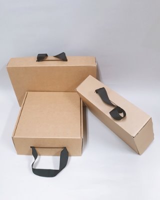 크라프트 C형 손잡이 리본 끈 종이 포장 상자 답례품 선물 기프트 포장용 박스6가지 사이즈[10매 단위]